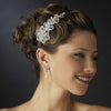 Antique Silver Ivory Freshwater Pearl & Crystal Floral Side Accented Bridal Wedding Headband Headpiece 2295