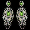 Silver AB Emerald Rhinestone Gemstone Chandelier Bridal Wedding Earrings