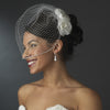 Single Layer Russian Birdcage Face Bridal Wedding Veil with Swarovski Rhinestone Edge & Attached Bridal Wedding Hair Comb 703