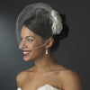 Single Layer Russian Birdcage Face Bridal Wedding Veil with Swarovski Rhinestone Edge & Attached Bridal Wedding Hair Comb 703