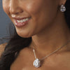 Stunning & Sophisticated, Large Cubic Zirconium Teardrop Bridal Wedding Jewelry Set N 5006 & E 5335
