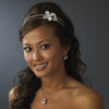Stunning & Sophisticated, Large Cubic Zirconium Teardrop Bridal Wedding Jewelry Set N 5006 & E 5335