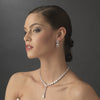 Glamorous Silver Clear Cubic Zirconia Crystal Bridal Wedding Necklace 9834