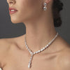Glamorous Silver Clear Cubic Zirconia Crystal Bridal Wedding Necklace 9834