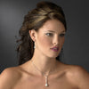 Classy Silver Clear CZ & Diamond White Pearl Drop Bridal Wedding Necklace 5077