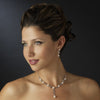 Graceful Silver Clear CZ & Ivory Pearl Vine Bridal Wedding Necklace 6518