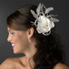 * Swarovski & Ivory Pearl Flower Bridal Wedding Hair Clip - Bridal Wedding Hair Clip 424 Ivory with Bridal Wedding Brooch Pin