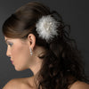 * Exquisite Silver Clear Rhinestone & Swarovski Crystal Bridal Wedding Hair Clip w/ White or Ivory Feathers 460