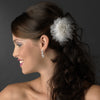 * Exquisite Silver Clear Rhinestone & Swarovski Crystal Bridal Wedding Hair Clip w/ White or Ivory Feathers 460