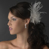 * Stunning White or Ivory Feather & Clear Rhinestone Flower Bridal Wedding Hair Clip 4632