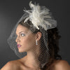 * High Fashion Russian Birdcage Bridal Wedding Veil with Feathers & Austrian Crystals on Bridal Wedding Hair Comb 1136