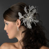 * White/Ivory Feather Fascinator Bridal Wedding Hair Comb 1539