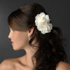 Graceful White or Ivory Double Flower Bridal Wedding Hair Clip or Bridal Wedding Hair Comb 5690