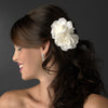 Graceful White or Ivory Double Flower Bridal Wedding Hair Clip or Bridal Wedding Hair Comb 5690