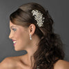 Delightful Silver Floral Bridal Wedding Hair Comb w/ Clear Rhinestones & Ivory Freshwater Pearls 9814