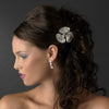 * Divine Antique Silver Flower Bridal Wedding Hair Comb w/ Clear Rhinestones & Swarovski Crystals 9996