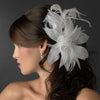 * Large Bridal Wedding Feather Bridal Wedding Hair Comb Headpiece 1538 White or Ivory