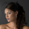 * Dramatic Black Feather Flower Fascinator & Birdcage Bridal Wedding Veil 7795