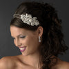 Marvelous Silver Clear Austrian Crystal & Ivory Pearl Side Accented Bridal Wedding Headpiece 9846