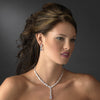 Glamorous Silver Clear Cubic Zirconia Crystal Bridal Wedding Necklace 9834