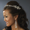 Elegant Hand Wired Flower Silver Bridal Wedding Headband Style Bridal Wedding Hair Piece with Rhinestone Swarovski Accents - HP 2732