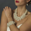 Bridal Wedding Necklace Earring Set N 8383 E 8382 Silver AB