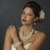 Bridal Wedding Necklace Earring Set N 8383 E 8382 Silver AB