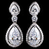 Silver Clear CZ Crystal Teardrop Bridal Wedding Earrings