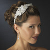 Floral Fabric & Crystal Side Accented Bridal Wedding Headband Headpiece 2292