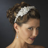 Floral Fabric & Crystal Side Accented Bridal Wedding Headband Headpiece 2292