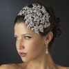 Vintage Couture Leaves Side Accented Crystal Bridal Wedding Faceframer Bridal Wedding Headband 19255