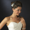 Silver Ivory Beaded Flower Bridal Wedding Hair Comb with Sprigs of Rhinestones