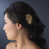 Elegant Gold & Clear Crystal Drop Bridal Wedding Earrings E 937
