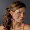 Glamorous Silver & Fuchsia Chandelier Bridal Wedding Earrings E 939