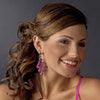 Glamorous Silver & Fuchsia Chandelier Bridal Wedding Earrings E 939