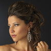 Silver Clear Rhinestone Pearl Chandelier Bridal Wedding Earrings