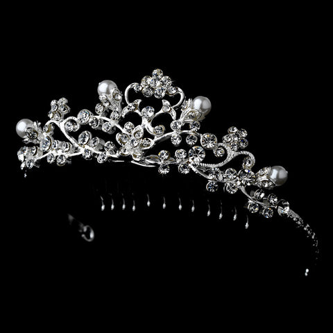 Fancy Pearl & Rhinestone Flower Girl Bridal Wedding Tiara Bridal Wedding Hair Comb HPC 760
