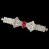 Silver Clear Red Rhinestone Bow Bridal Wedding Hair Barrette