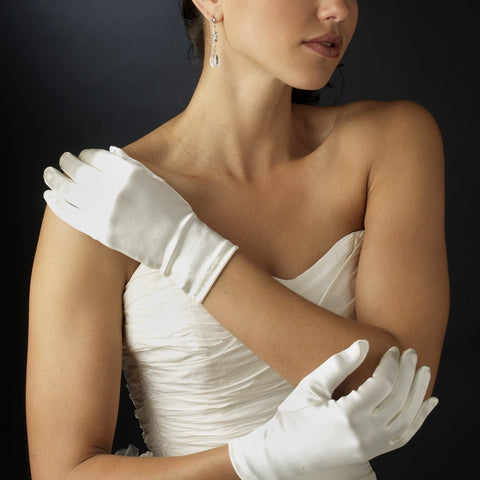 Wrist Formal Bridal Wedding Matte Satin/Satin Gloves