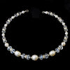 Silver Clear Crystal, Rhinestone & Diamond White Pearl Bun Bridal Wedding Headband