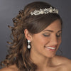 Gold Clear Swarovski Crystal, Rhinestone & Freshwater Pearl Bridal Wedding Tiara Headpiece 1090