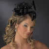 * Black Feather & Rhinestone Flower Fascinator Bridal Wedding Hair Clip 1772