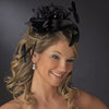 * Black Feather & Rhinestone Flower Fascinator Bridal Wedding Hair Clip 1772