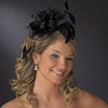 * Black Feather & Rhinestone Flower Fascinator Bridal Wedding Hair Clip 1772
