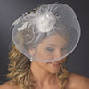 * Fine Tulle Visor Bridal Wedding Hat with Feather Flower Accent Attached to Bridal Wedding Hair Comb 2174