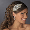 * Silver Ivory White HeadBand Headpiece 4020
