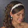 Feather & Rhinestone Accented Bridal Wedding Headband HP 612 (White or Ivory)