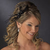 Black Headpiece 7025 Black - Feather Fascinator on Bridal Wedding Hair Comb