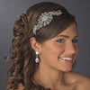 Alluring Antique Silver Clear Crystal Side Accented Headpiece 7062