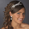 * Elegant Silver Rhinestone Sparkle Bridal Wedding Headband with Glistening Feather & Bow Side Accent - HP 7799